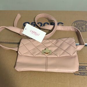 Capelli of New York Blush Quilted Crossbody Bag